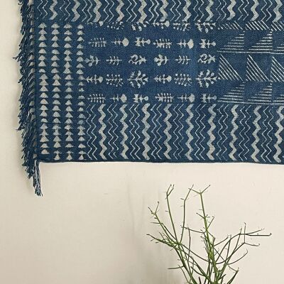 2x3 Ft - Handgewebter, handblockbedruckter Indigo-Wandteppich aus Baumwolle, Wandbehang, Wohndekoration, Wandteppich, Indigo-Wandkunst, traditionelles Wanddekor.