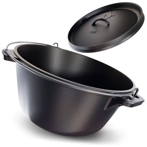 Rustikaler Dutch Oven ohne Füsse ca. 8 Liter (8 QT)