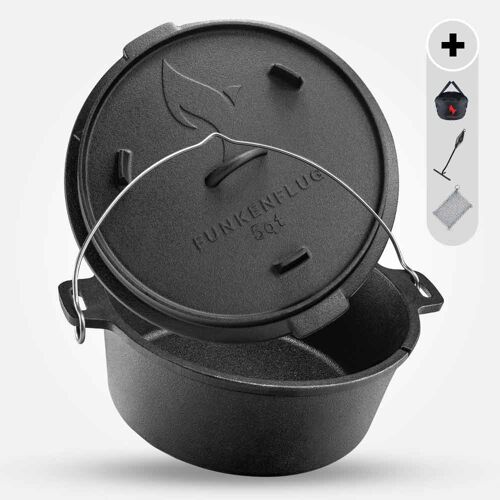 Eingebrannter Dutch Oven ohne Füsse ca. 5 Liter (5 QT)