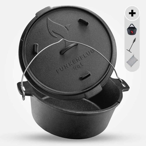 Eingebrannter Dutch Oven ohne Füsse ca. 9 Liter (9 QT)