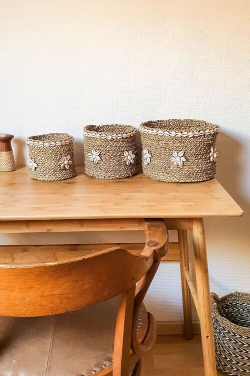 Seagrass Shell woven Basket set of 3 from Indonesia