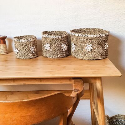 Seagrass Shell woven Basket set of 3 from Indonesia
