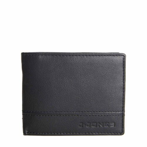 J Jones black Leather Men's Wallet 12x9,5cm