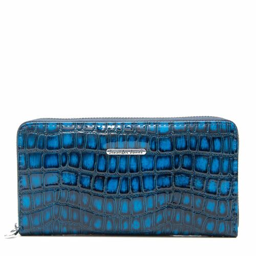 Jennifer Jones bluish Leather Women's Wallet 19x10,5x2,5cm