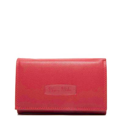 Portefeuille femme en cuir rouge Money Maker 15,5x10 x4cm