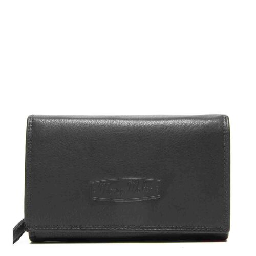 Money Maker black Leather Women's Wallet 15,5x10 x4cm