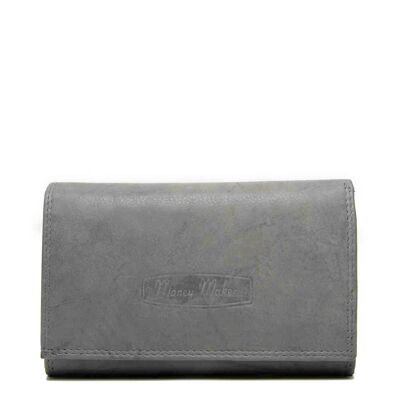 Money Maker Damen-Geldbörse aus grauem Leder, 15,5 x 10 x 4 cm