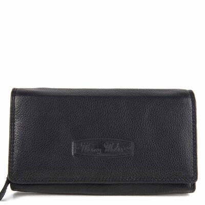 Money Maker black Leather Women's Wallet 17x10 x3,5cm