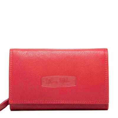Portefeuille femme en cuir rouge Money Maker 17x10 x3,5cm