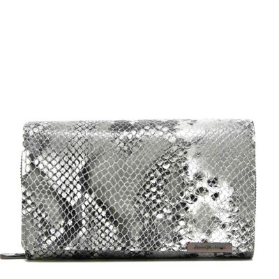 Jennifer Jones Damen-Geldbörse aus grauem Leder, 15,5 x 10 x 4 cm