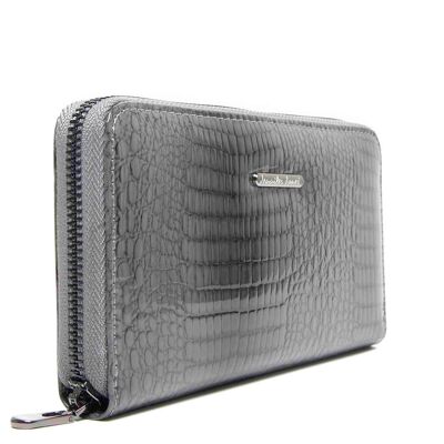 Jennifer Jones grey Leather Women's Wallet 19x9,5x3,5cm