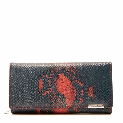 Jennifer Jones Damen-Geldbörse aus rötlichem Leder, 19 x 9,5 x 3,5 cm
