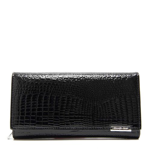Jennifer Jones black Leather Women's Wallet 19x9,5x3,5cm