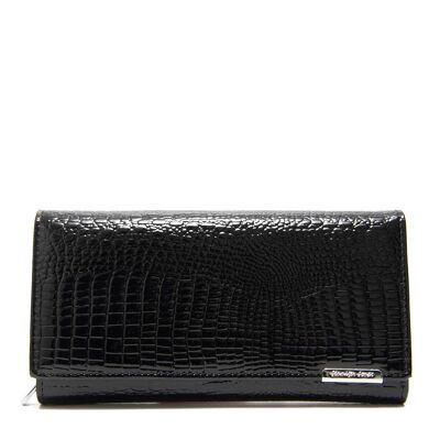 Jennifer Jones black Leather Women's Wallet 19x9,5x3,5cm