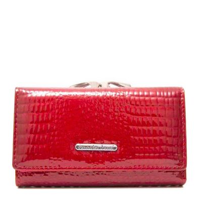 Portefeuille femme en cuir rouge Jennifer Jones 14,5x8,5 x3,5cm