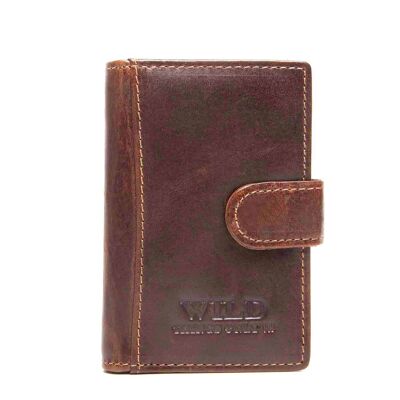 Wild brown leather cardholder 11x8cm