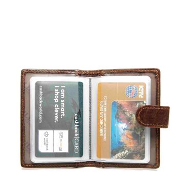 Porte-cartes en cuir marron sauvage 11x8cm 4