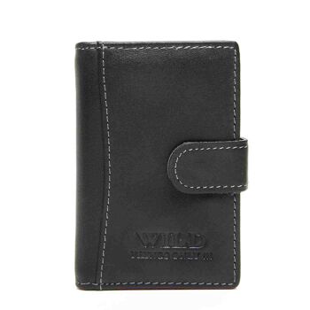 Porte-cartes en cuir noir Wild 11x8cm 1
