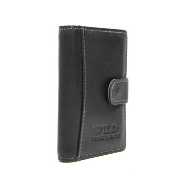 Porte-cartes en cuir noir Wild 11x8cm 2