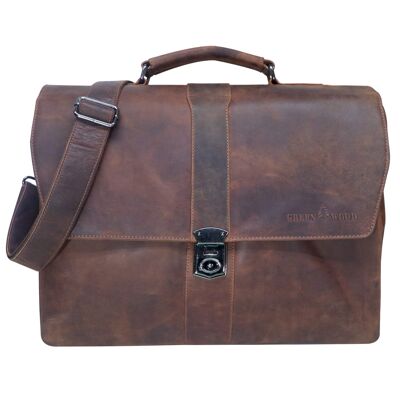 Hagen Briefcase Leather Men's Classic Work Bag Women's Large