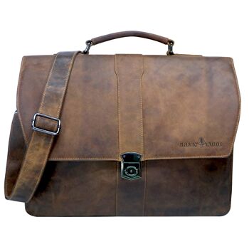 Hagen Porte-documents en cuir pour homme, sac de travail classique, grand format 15