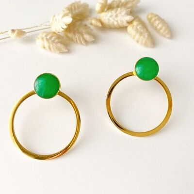 ANNA green earrings, modular chips, 3 in 1