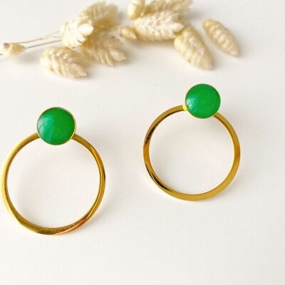 ANNA green earrings, modular chips, 3 in 1