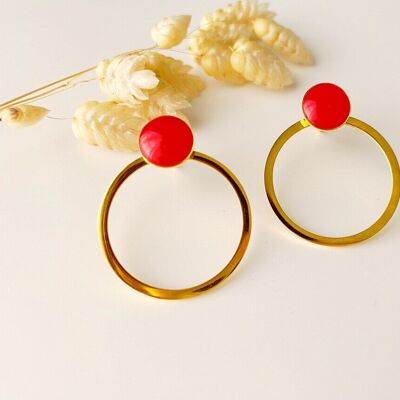 ANNA red earrings, modular chips, 3 in 1
