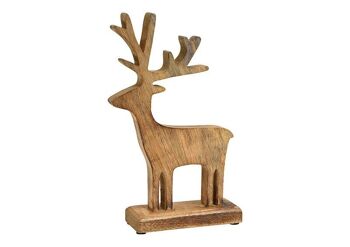 Cerf en bois de manguier brun (L/H/P) 17x29x6cm