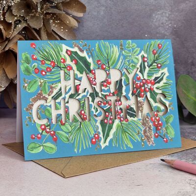 Fröhliche Weihnachts-Stechpalmenkarte