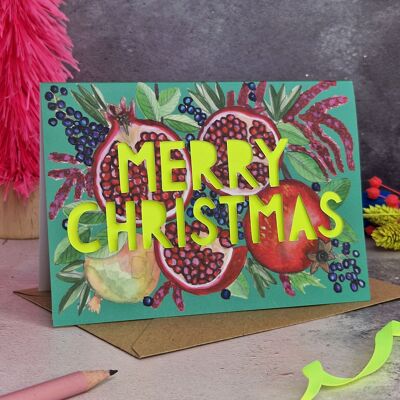 Merry Christmas Pomegranate Card