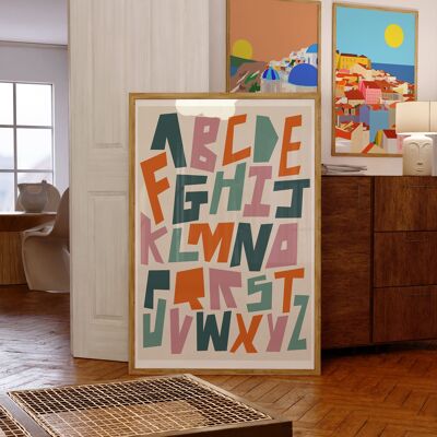 Impresión de arte del alfabeto / decoración colorida del hogar