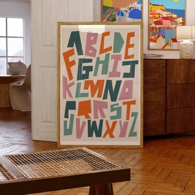 Impresión de arte del alfabeto / decoración colorida del hogar