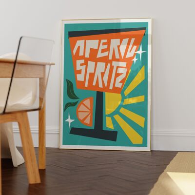 Aperol Spritz Kunstdruck / Buntes Wohndekor