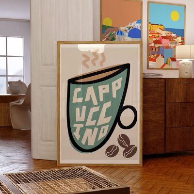 Cappuccino Kunstdruck / Kaffee Wanddekoration