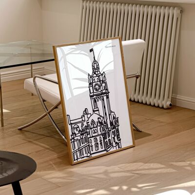 Edinburgh Schwarz-Weiß Kunstdruck / Minimalistisches Wanddekor