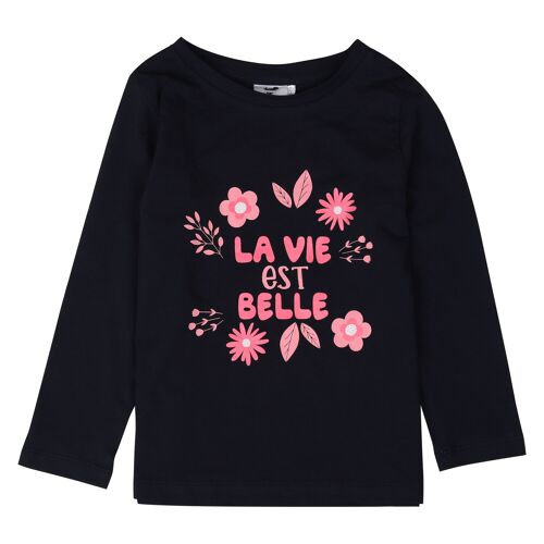 T-shirt Fille 3-14ans coton manche longue