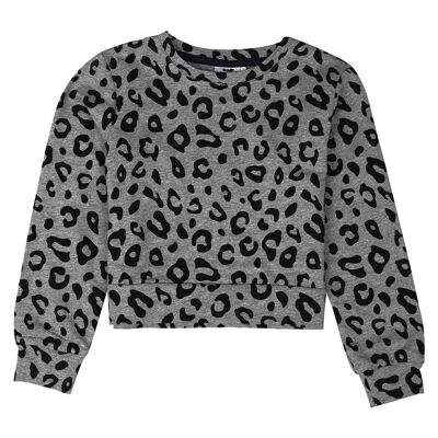 Leopard Print Cotton Sweatshirt, 3-14 Years