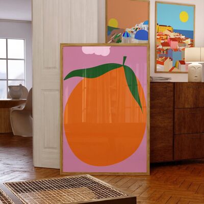 Oranger Kunstdruck / Helles Wohndekor