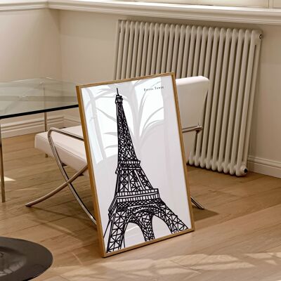 Eiffelturm Kunstdruck / Paris Schwarz-Weiß Kunstdruck