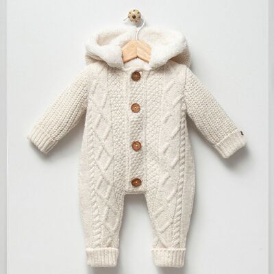 A Pack Of Four Sizes Knitted Romper, Hooded Jumpsuit Warm Knit Outfit