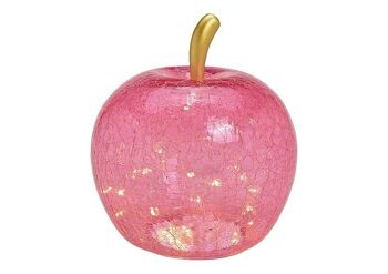 Pomme avec 40 LED, avec minuterie, en verre rose / rose (L / H / P) 27x30x27cm