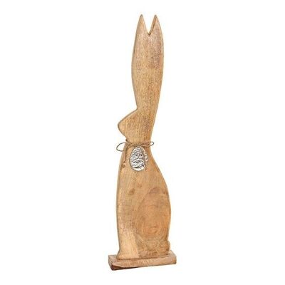 Mango wood bunny with metal egg pendant made of wood brown (W / H / D) 20x77x7cm