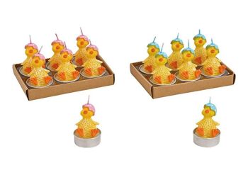 Set de bougies chauffe-plat poussins 4x6x4cm en cire jaune set de 6