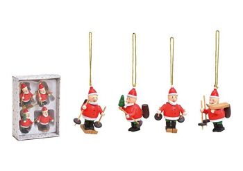 Cintre d'arbre Nikolaus 4x7x3cm en bois rouge lot de 4