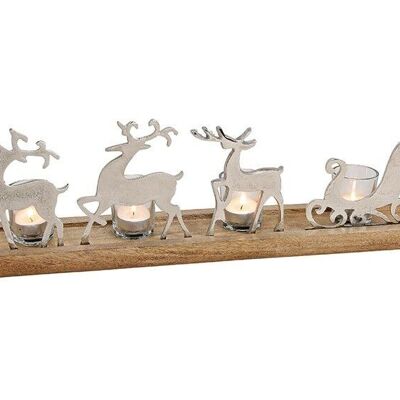 Advent candle holder elk with metal sleigh cart