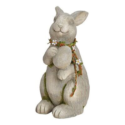Bunny with egg made of magnesia gray (W / H / D) 18x33x16m