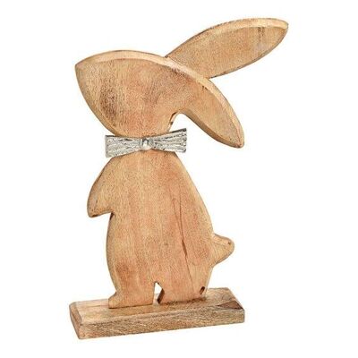 Coniglio in legno di mango con passante in metallo in legno marrone (L / A / P) 28x41x8cm