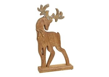 Cerf en bois de manguier brun (L/H/P) 23x43x6cm