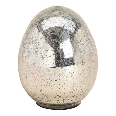 Óptica brillante de huevo de Pascua de vidrio plateado (An / Al / Pr) 14x20x14cm